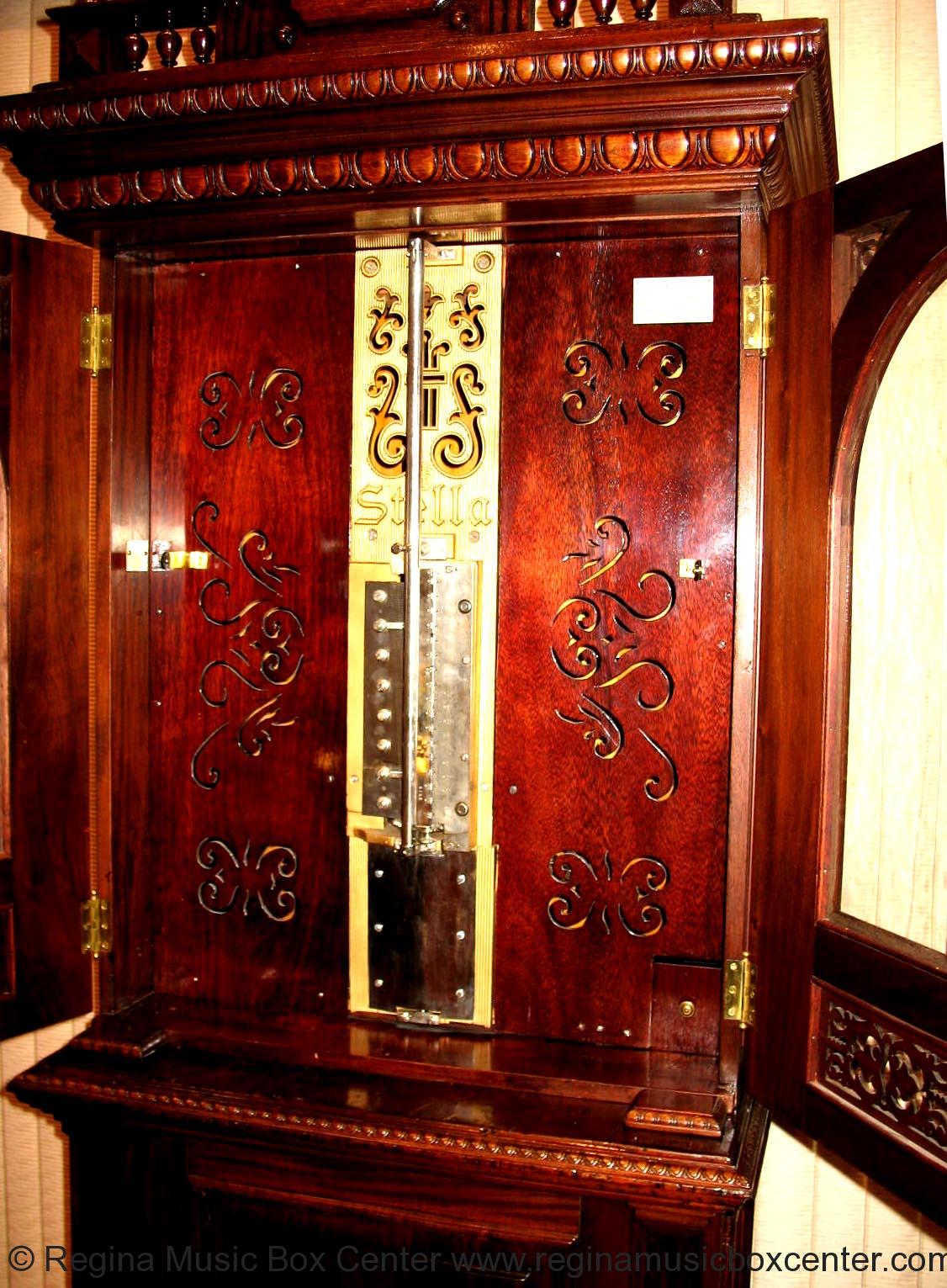 Regina Music Box Center 26\" STELLA COIN OPERATED UPRIGHT MUSIC BOX